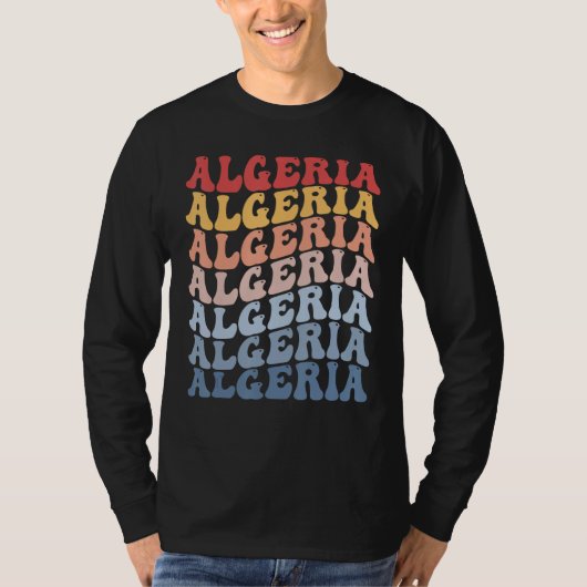 Algeria Groovy Retro Algerian Tシャツ (正面)