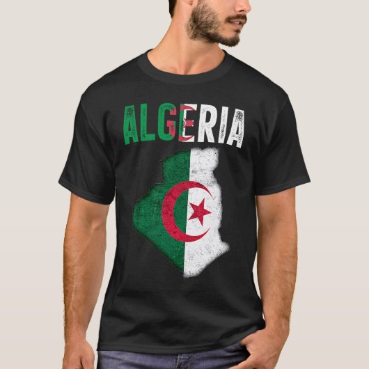 Algerian Algeria Country Map Flag Tシャツ (正面)
