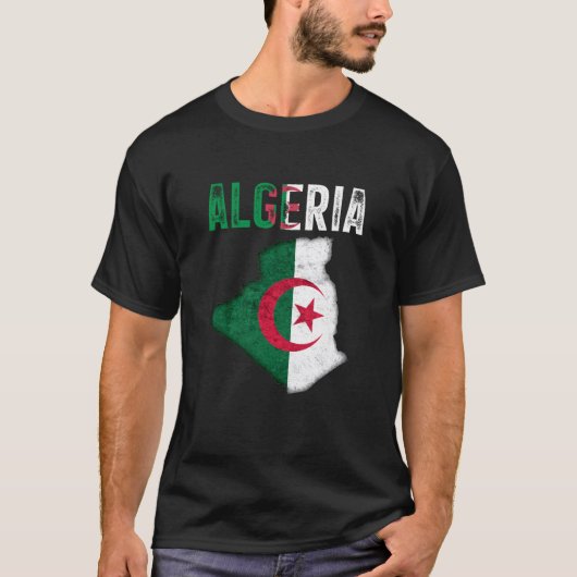 Algerian Algeria Country Map Flag Tシャツ (正面)
