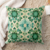 Algerian Zellige Green Turquoise Decorative Pillow クッション (ブランケット)