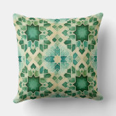Algerian Zellige Green Turquoise Decorative Pillow クッション (裏面)