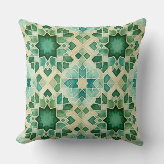 Algerian Zellige Green Turquoise Decorative Pillow クッション
