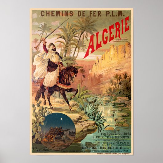 Algérie Vintage Railroad Poster 1891 ポスター (正面)