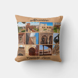 Alhambra,グラナダ,スペイン写真コラージュ クッション