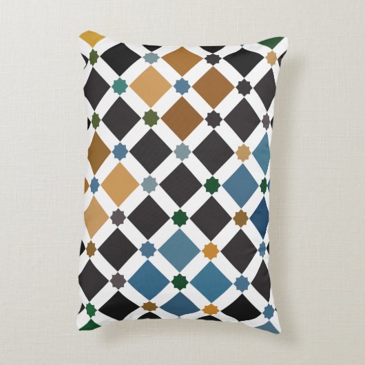 Alhambra Geometric Pillow – Brushed Polyester Tile アクセントクッション (裏面(縦))