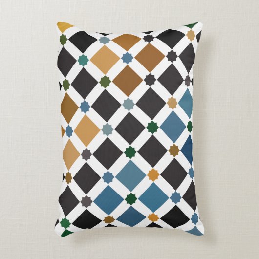 Alhambra Geometric Pillow – Brushed Polyester Tile アクセントクッション (正面(垂直))