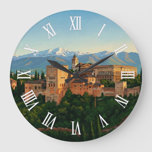 Alhambra Granada Spain Travel ラージ壁時計 (正面)