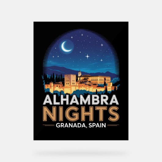 Alhambra Nights- Granada Spain Travel Art アクリルサイン (正面)