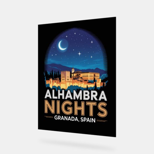 Alhambra Nights- Granada Spain Travel Art アクリルサイン (傾斜)