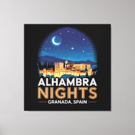 Alhambra Nights- Granada Spain Travel Art キャンバスプリント