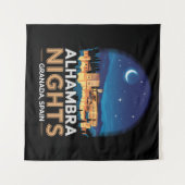 Alhambra Nights- Granada Spain Travel Art タペストリー (正面(横))