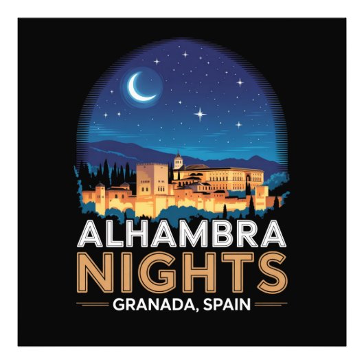 Alhambra Nights- Granada Spain Travel Art フォトプリント (正面)