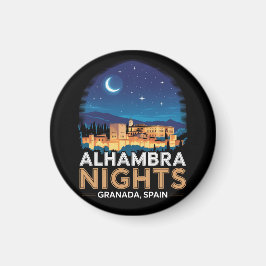 Alhambra Nights- Granada Spain Travel Art マグネット