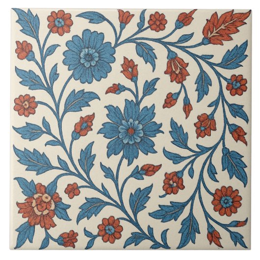 Alhambra Star – Moorish Floral Geometric Tile タイル (正面)