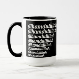 Alhamdulillah タイポグラフィーホワイトオンブラックモノグラム マグカップ