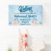 Alhamdulillah blue aqiqah baby boy welcome banner 横断幕 (インサイチュ)