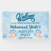 Alhamdulillah blue aqiqah baby boy welcome banner 横断幕 (横)