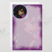 "Aliah"のハイビスカスのハナリン著妖精のファンタジーの芸術 便箋 (正面/裏面)