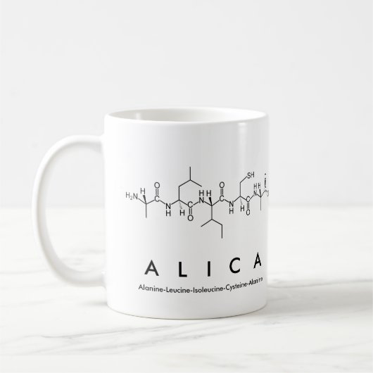 Alicaペプチド名mug コーヒーマグカップ (左)