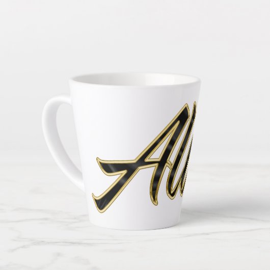 Alica black gold Lettering Latte Tasse カフェラテマグ (左アングル)
