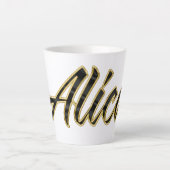 Alica black gold Lettering Latte Tasse カフェラテマグ (正面)