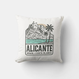 Alicante Sketch Santa Bárbara Castle Costa Blanca  クッション