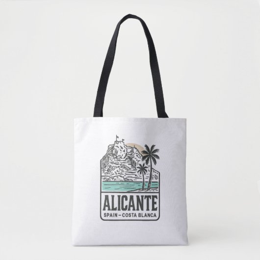 Alicante Sketch Santa Bárbara Castle Costa Blanca トートバッグ (正面)