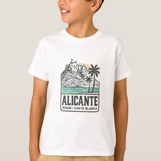 Alicante Sketch Santa Bárbara Castle Costa Blanca  Tシャツ (正面)