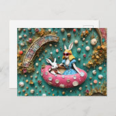 Aliceと白うさぎが浮き上がった旅 ポストカード (正面/裏面)