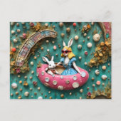 Aliceと白うさぎが浮き上がった旅 ポストカード (正面)