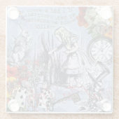 Aliceナンセンスなカーテンwonderland - Blue ガラスコースター (裏面)