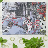 Aliceナンセンスなカーテンwonderland - Blue キッチンタオル (折り畳み)