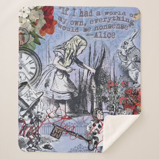 Aliceナンセンスなカーテンwonderland - Blue シェルパブランケット (正面)