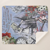 Aliceナンセンスなカーテンwonderland - Blue シェルパブランケット (正面(横))