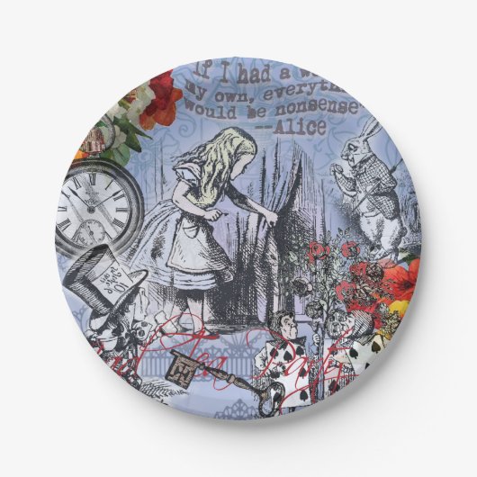 Aliceナンセンスなカーテンwonderland - Blue ペーパープレート (正面)