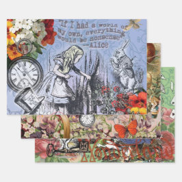 Aliceナンセンスなカーテンwonderland - Blue ラッピングペーパーシート