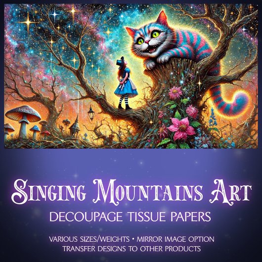 Alice and Cat Twilight Tree Talk Decoupage 薄葉紙