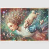 Alice and Rabbit Hole Wonderland Fantasy Decoupage 薄葉紙 (正面)