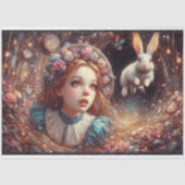 Alice and Rabbit Whimsical Whirlwind Decoupage 薄葉紙 (正面)