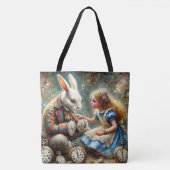 Alice and Rabbit Wonderland Fantasy Art トートバッグ (正面)