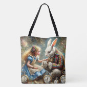 Alice and Rabbit Wonderland Fantasy Art トートバッグ (裏面)