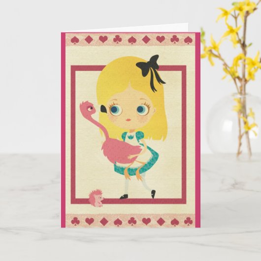Alice and the Flamingo Greeting Card カード (黄色い花)