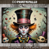 Alice and The Mad Hatter in Wonderland - Decoupage ラッピングペーパーシート