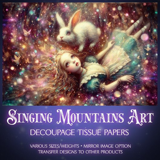 Alice and White Rabbit Dreamy Descent Decoupage 薄葉紙