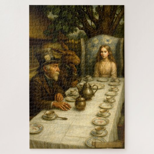 Alice At Mad Hatter Tea Party ジグソーパズル (縦)