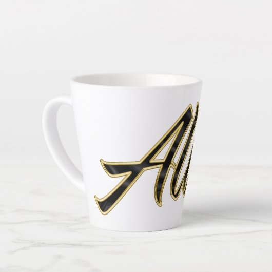 Alice black gold Lettering Latte Tasse カフェラテマグ (左アングル)