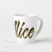 Alice black gold Lettering Latte Tasse カフェラテマグ (右アングル)