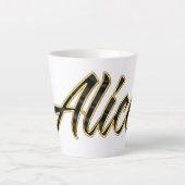 Alice black gold Lettering Latte Tasse カフェラテマグ (正面)