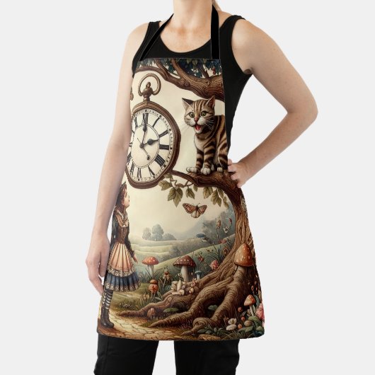 Alice & Cheshire Cat: Whimsical Wonderland Fantasy エプロン (インサイチュ)