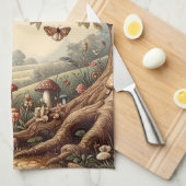 Alice & Cheshire Cat: Whimsical Wonderland Fantasy キッチンタオル (四つ折り)